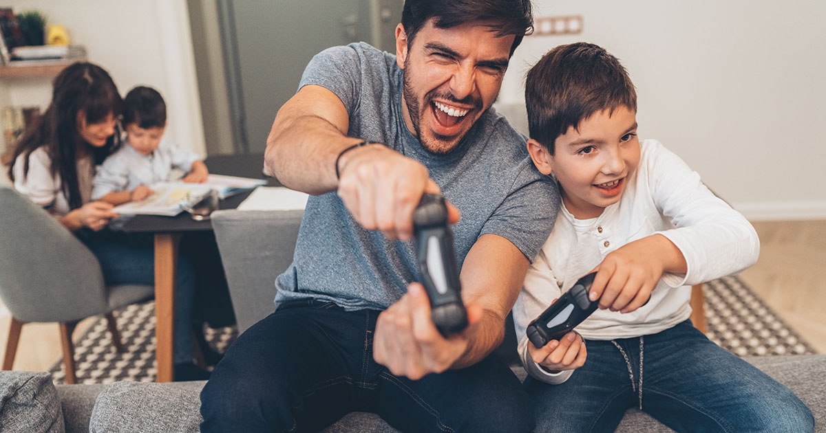 Father and son gaming