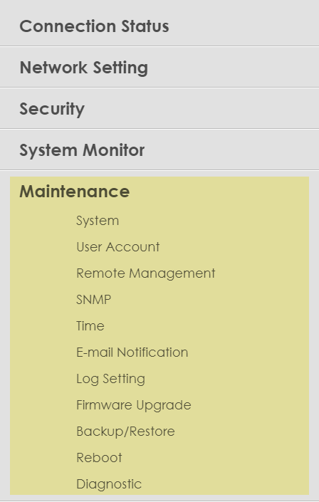 Configuración del módem Zyxel: Menú de mantenimiento