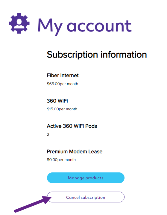 Quantum Fiber account  subscription information