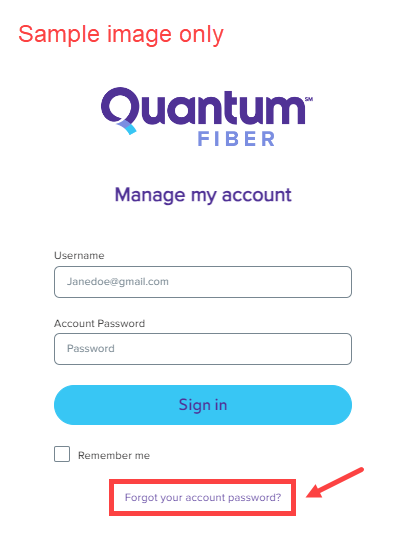 Quantum Fiber Forgot Password - enter Username