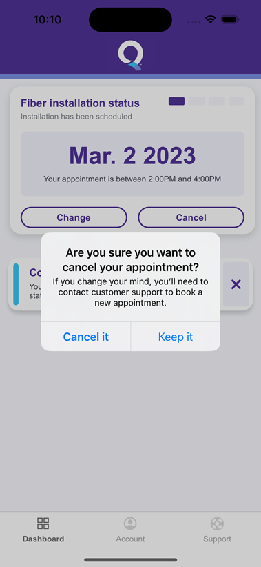 Cancel appointment - are you sure?