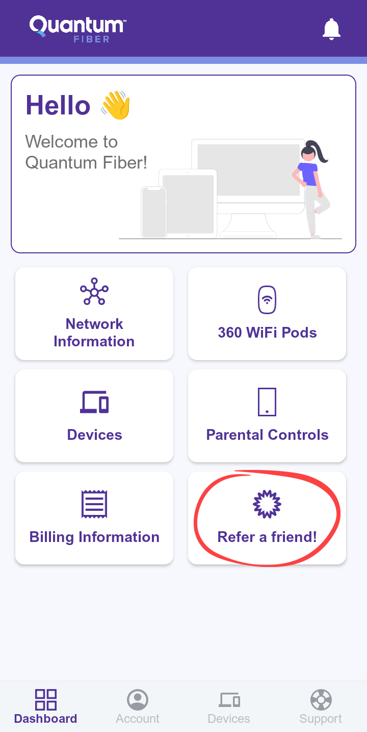 Recomienda y gana desde la aplicación Quantum Fiber
