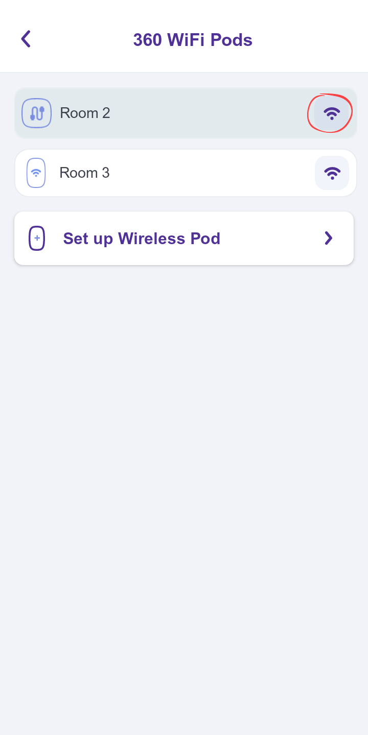 intensidad de la señal de los pods de 360 WiFi en la aplicación Quantum Fiber