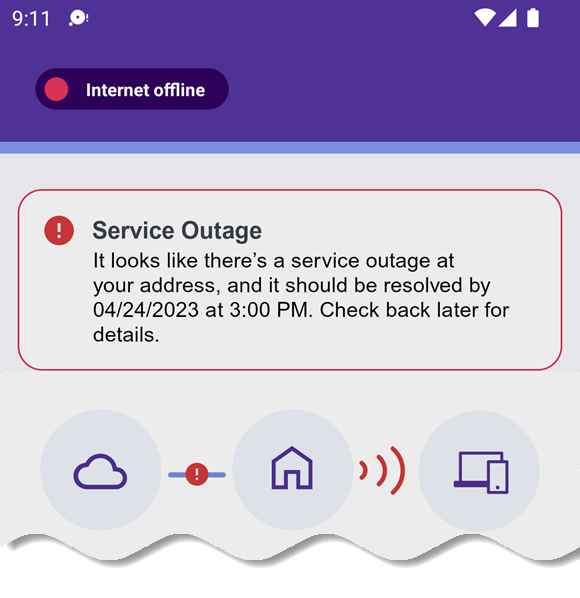 Notificación de corte en la aplicación
