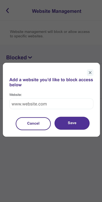 Captura de pantalla de la aplicación que muestra la lista de aplicaciones para agregar a la lista de bloqueadas