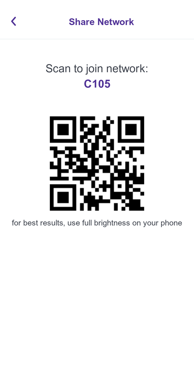 Quantum Fiber app, join network QR code