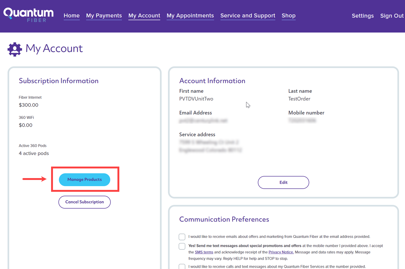 Account portal screenshot, step 2