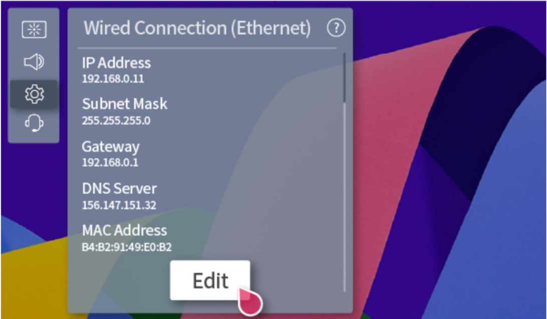 Captura de pantalla del TV LG: editar conexión con cable (Ethernet)