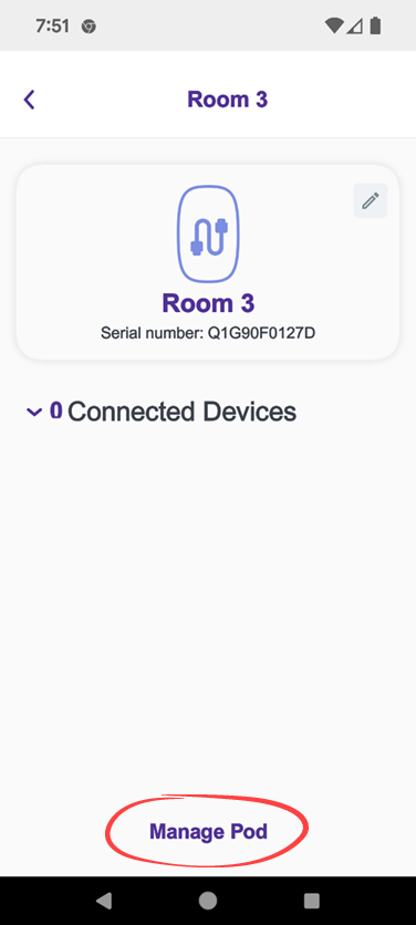 Captura de pantalla donde se muestra el pod y el enlace para administrarlo