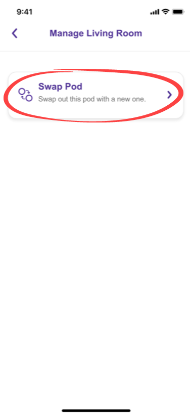 Captura de pantalla donde se muestra cómo administrar el pod y el enlace para cambiarlo