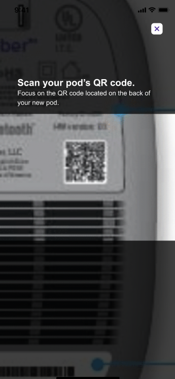 Captura de pantalla de la aplicación que muestra el escáner de códigos QR
