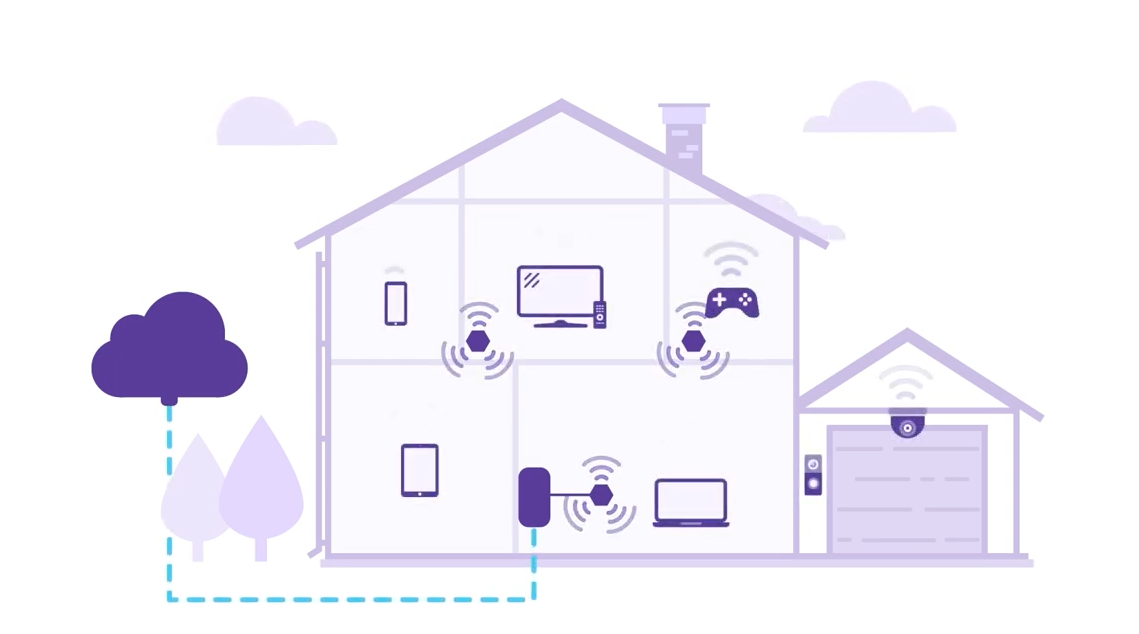 Illustration of home with internet network outside and inside