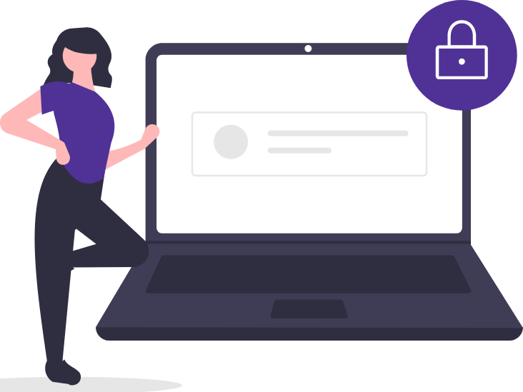 ilustración de laptop con bloqueo de cuenta