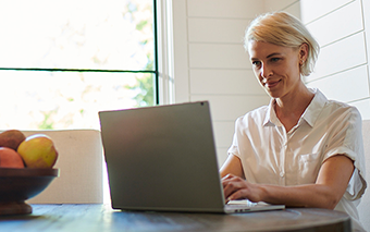Woman working on laptop