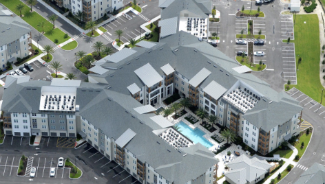 aerial view of an apartment complex