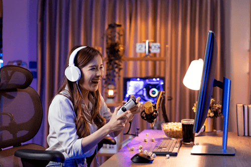 Woman gaming online