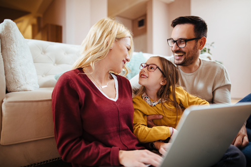 Family using affordable unlimited internet Family using affordable unlimited internet