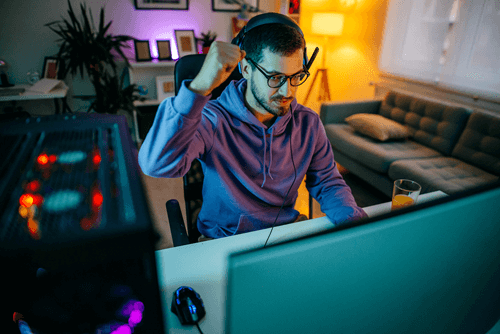 Man gaming with low latency internet