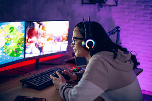Woman gaming and streaming